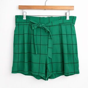 Worthington Green Plaid High Waist Shorts